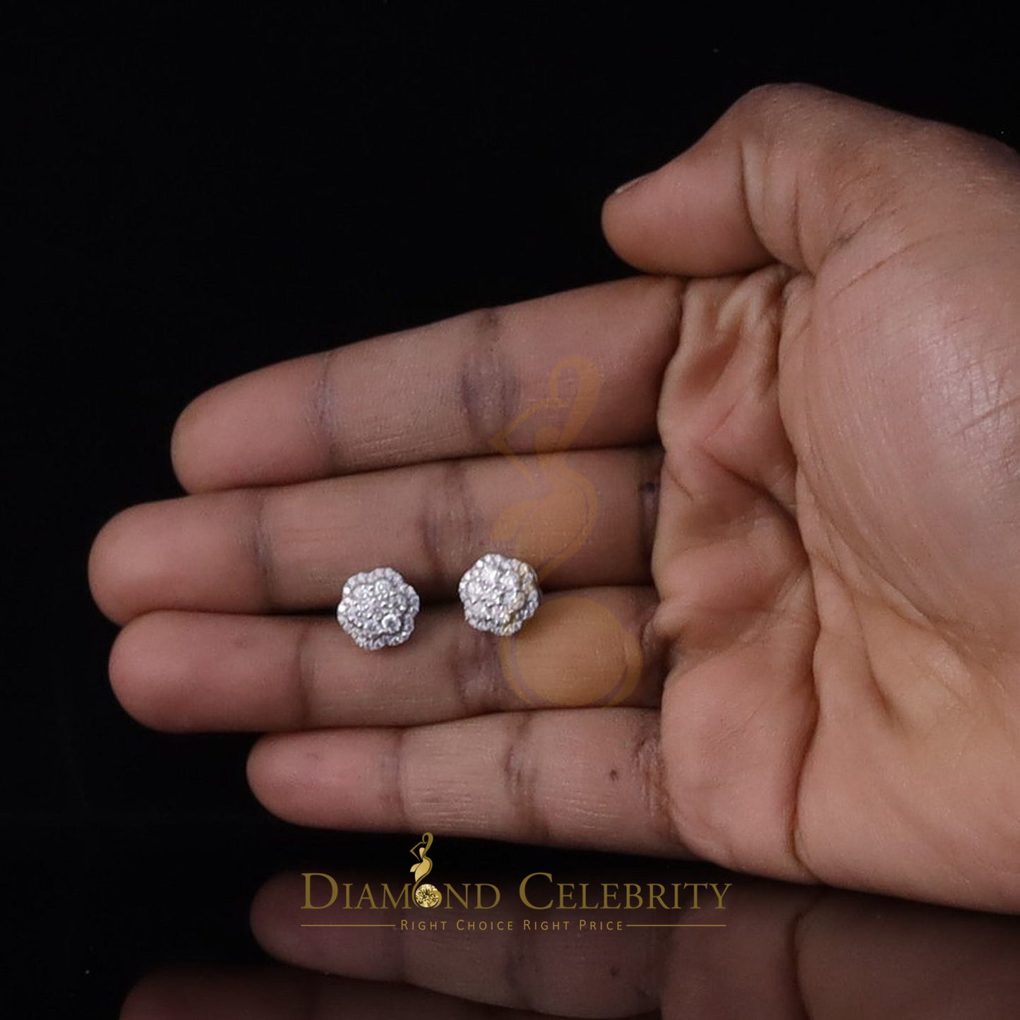 Diamondcelebritees 925 Silver White Women's/Men's 1.00ct VVS 'D' Moissanite Floral Stud Earrings