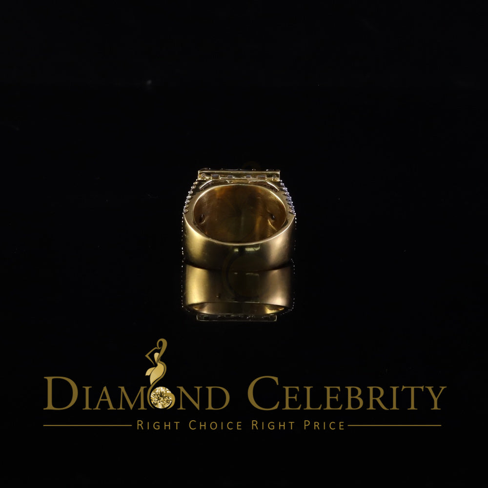 DiamondCelebritees Yellow 925 Silver 5.00ct VVS 'D' Moissanite Stone Rectangle Rings Size 10 Men's