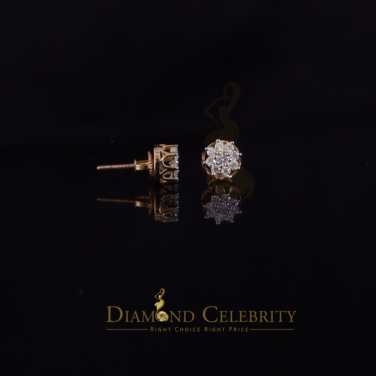 DiamondCelebritees 0.50ct Vvs 'D' Color Genuine Moissanite FLORAL Earrings 10k Real Yellow Gold