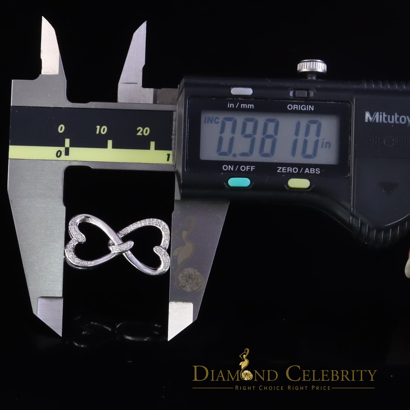 DiamondCelebritees 925 Sterling White Silver Pendant with Dual Heart Shape 0.00ct Cubic Zirconia