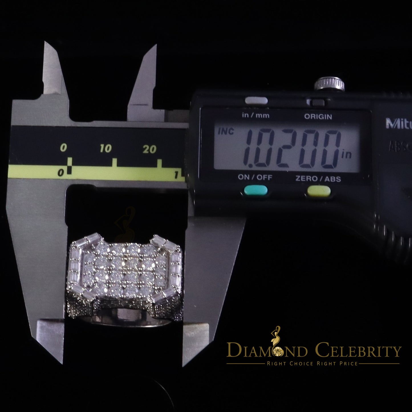 DiamondCelebritees Men's 925 White Silver 6.50ct VVS 'D' Baguette Moissanite Octagone Rings Size 10