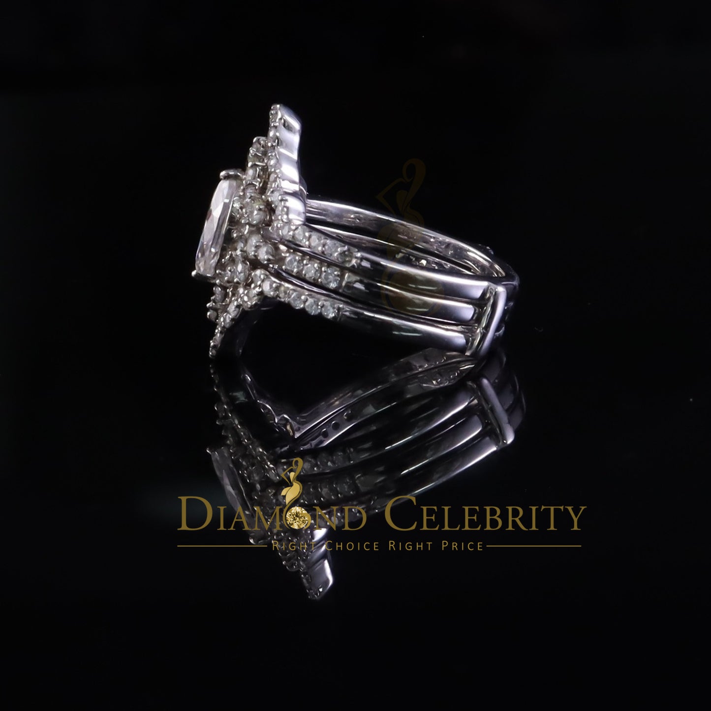 DiamondCelebritees Womens 2.00ct VVS 'D' Marquise Moissanite 925 Sterling Silver White Ring Size 7
