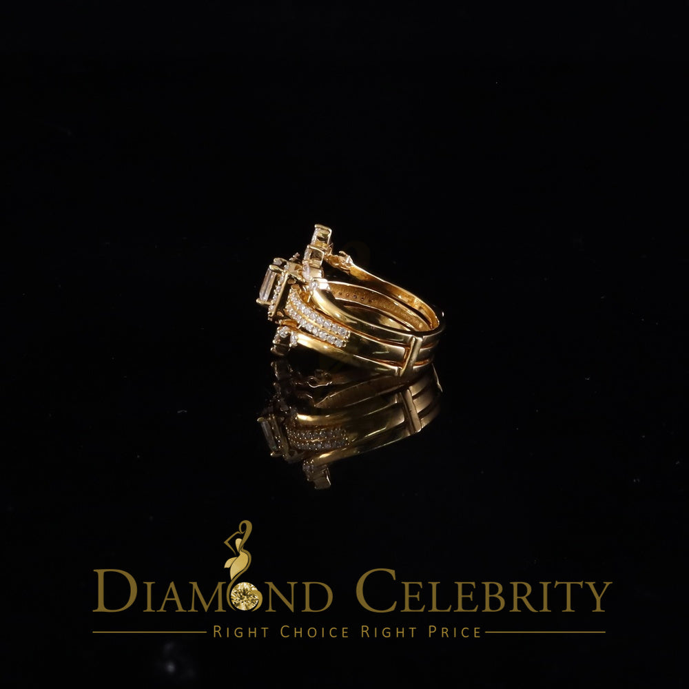 DiamondCelebritees Solitaire Enhancer Guard Wrap Ring Insert 2CT Moissanite 925 Silver Yellow SZ 7