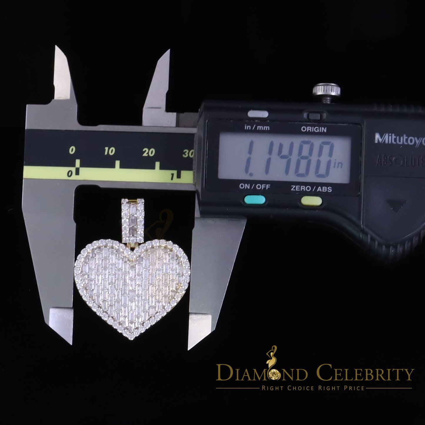 Diamondcelebritees 925 Yellow Silver6.50ct VVS D Clr. Moissanite Baguette Heart Pendant for Women's