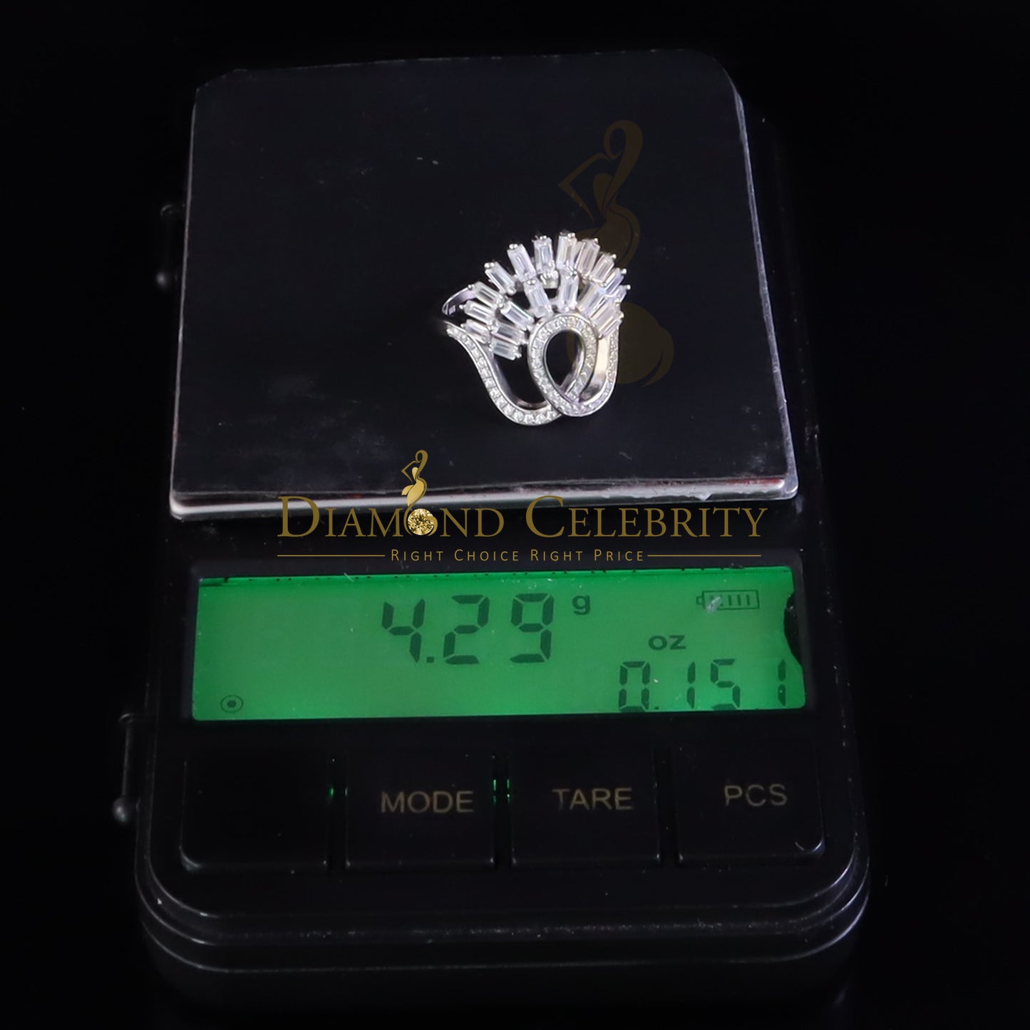 DiamondCelebritees 925 Sterling 2.00 ct Cubic Zirconia White Silver Crown Womens Ring Size 6.5