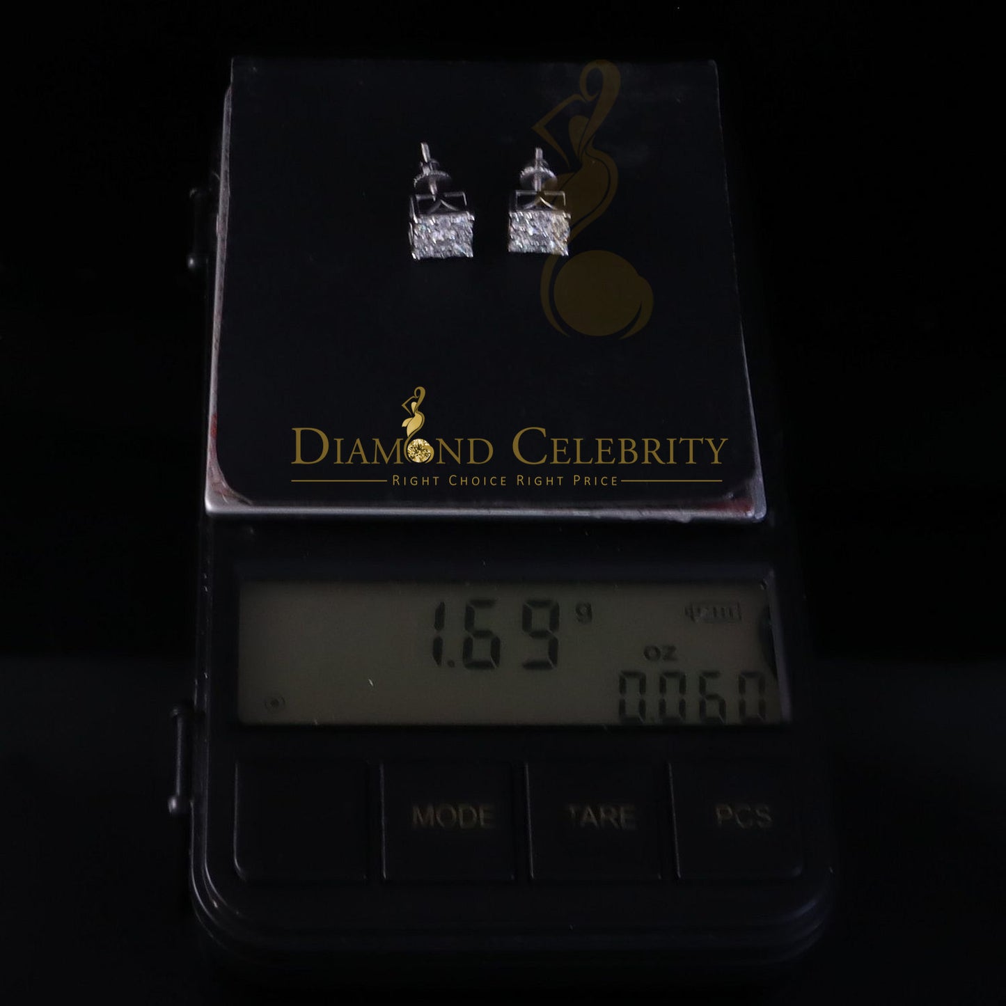 Diamondcelebritees For Women's/Men's 925 Silver White 1.00ct VVS D Moissanite Square Stud Earrings