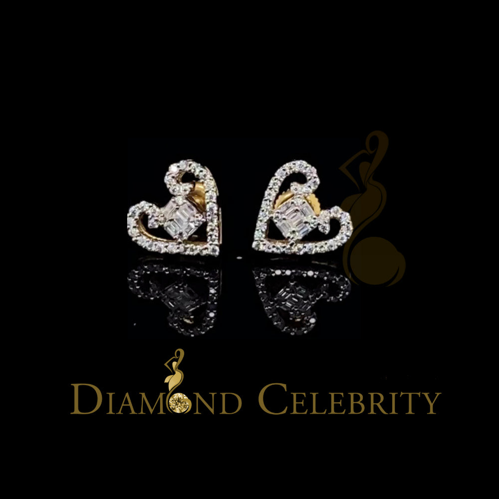 DiamondCelebritees 0.50ct Baguette VVS 'D' Moissanite Men/Womens 925 Silver Yellow Heart Earring