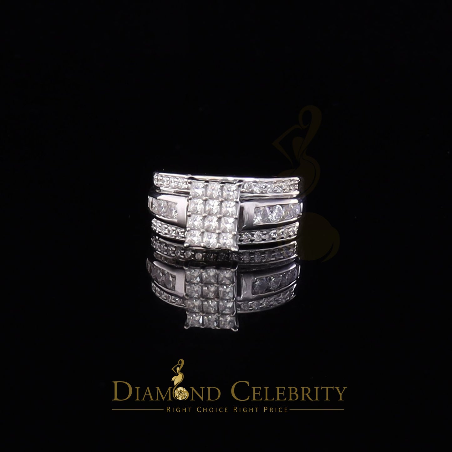 DiamondCelebritees 3.20ct White Cubic Zirconia 925 Silver Cinderella Womens Engagement Ring SZ 8