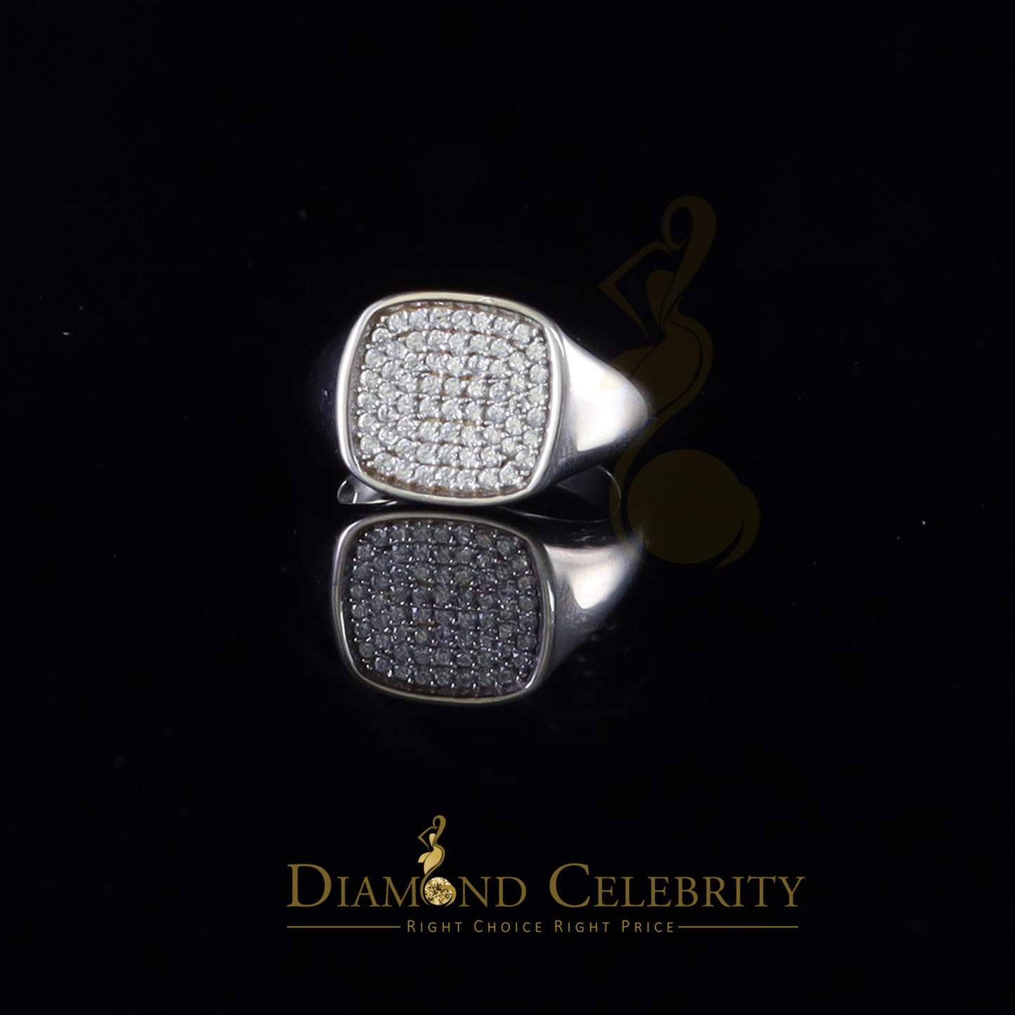 DiamondCelebritees 925 White Silver Square-Shape 0.25ct Cubic Zirconia Engagement Men's Ring SZ 8