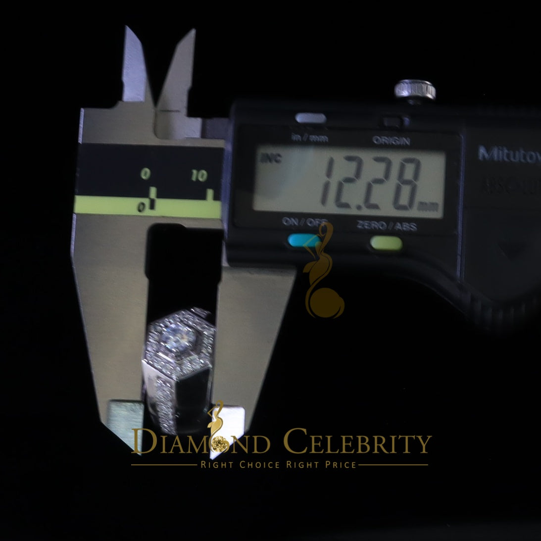 DiamondCelebritees 925 White Sterling Silver Cubic Zirconia 2.44ct Men Adjustable Ring Size 8 to 10