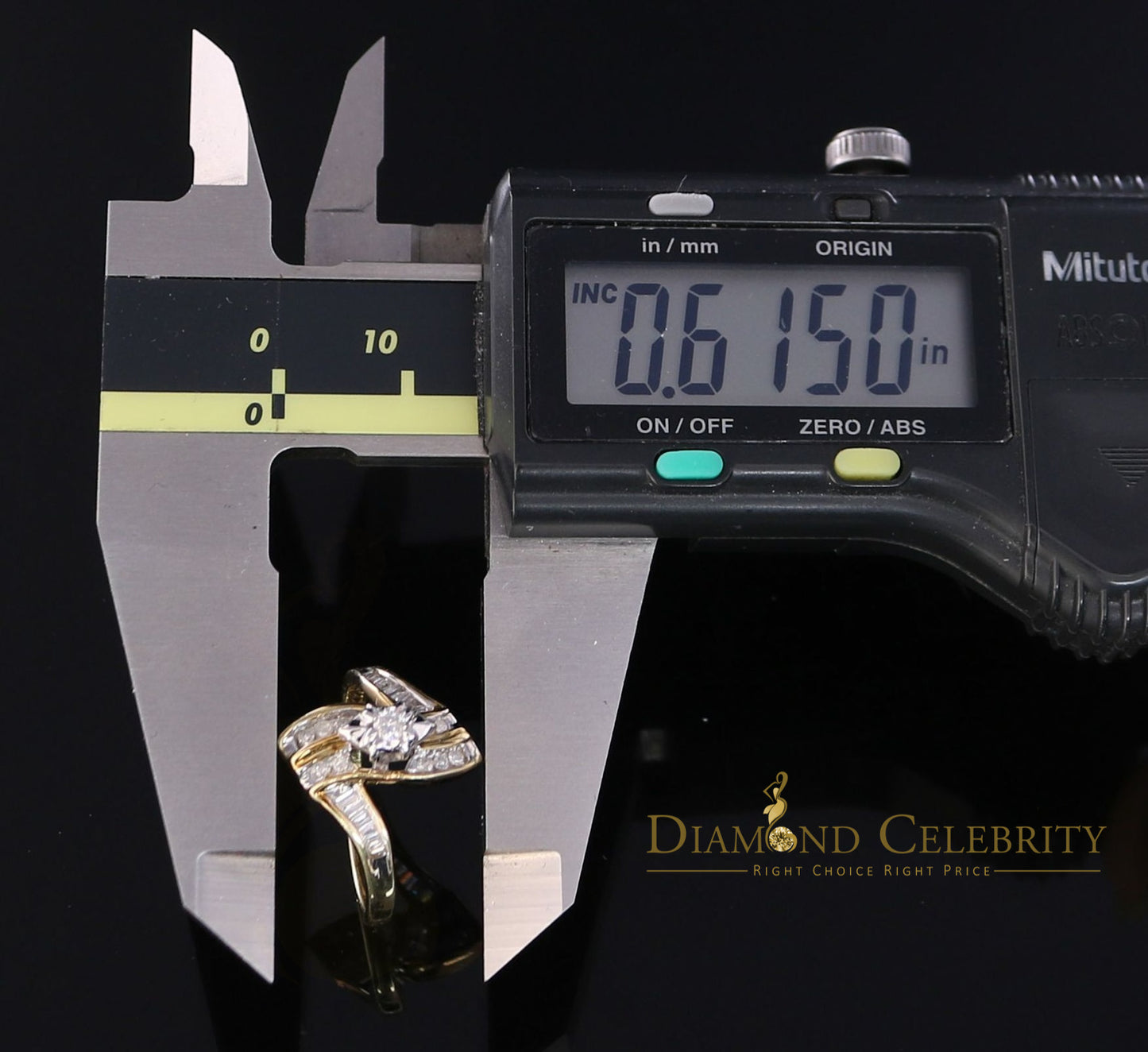 DiamondCelebritees Real 14 kt Yellow Gold with 0.25CT Real Diamond BUGGET 'Z' Shape Ring Size 6.5