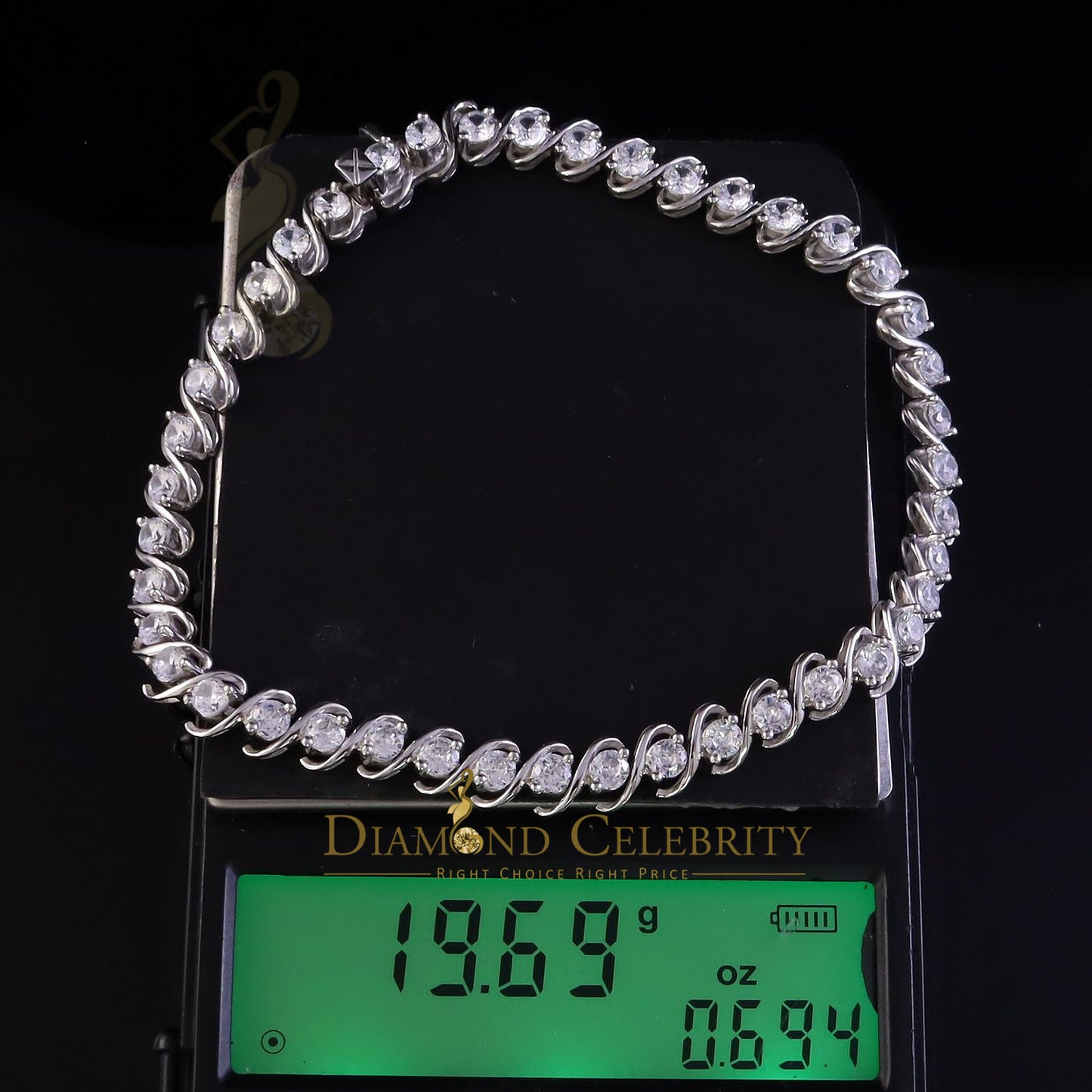 Diamondcelebritees 925 White Sterling Silver 8MM 0.80CT Cubic Zirconia Tennis Bracelet 9 Inch long