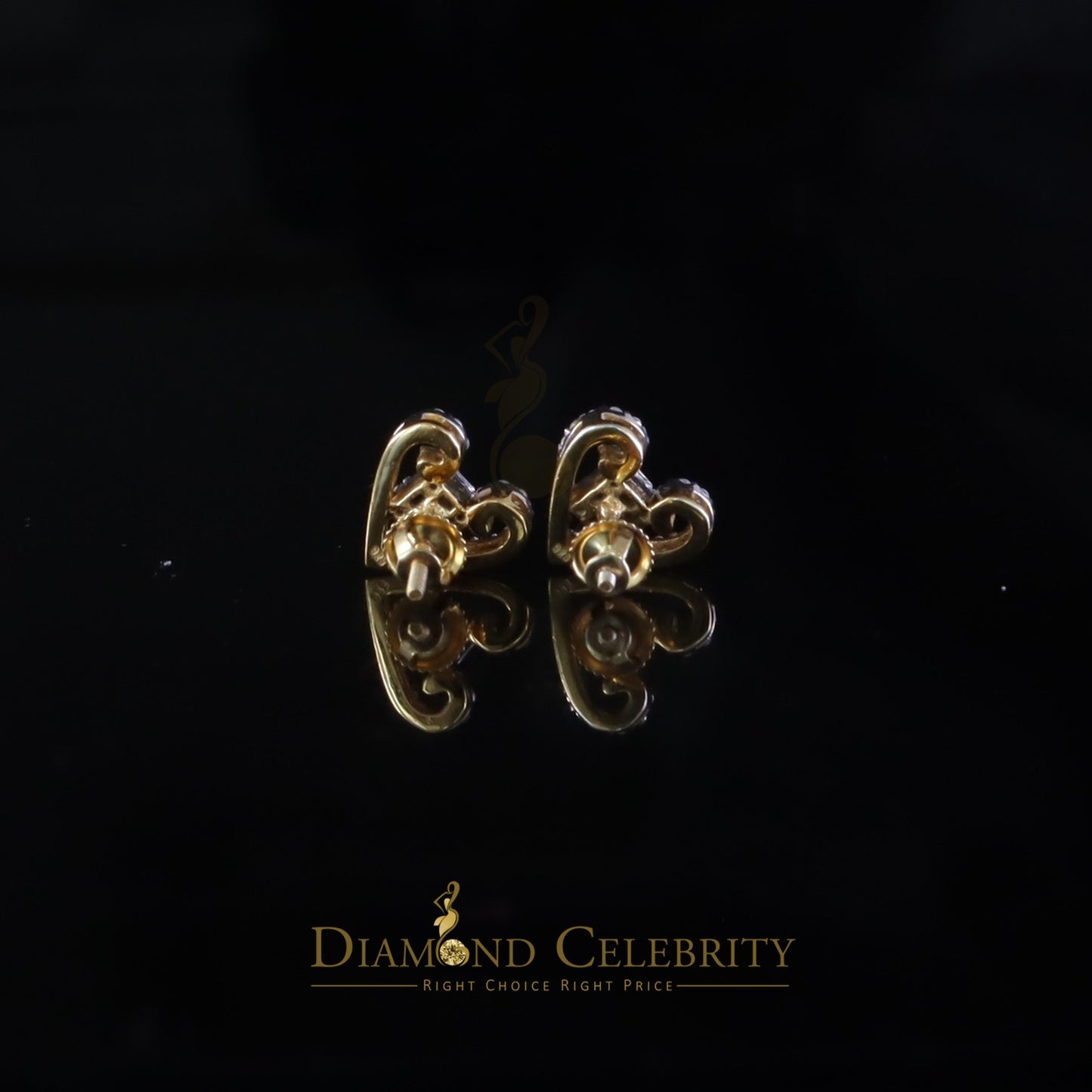 DiamondCelebritees 0.50ct Baguette VVS 'D' Moissanite Men/Womens 925 Silver Yellow Heart Earring