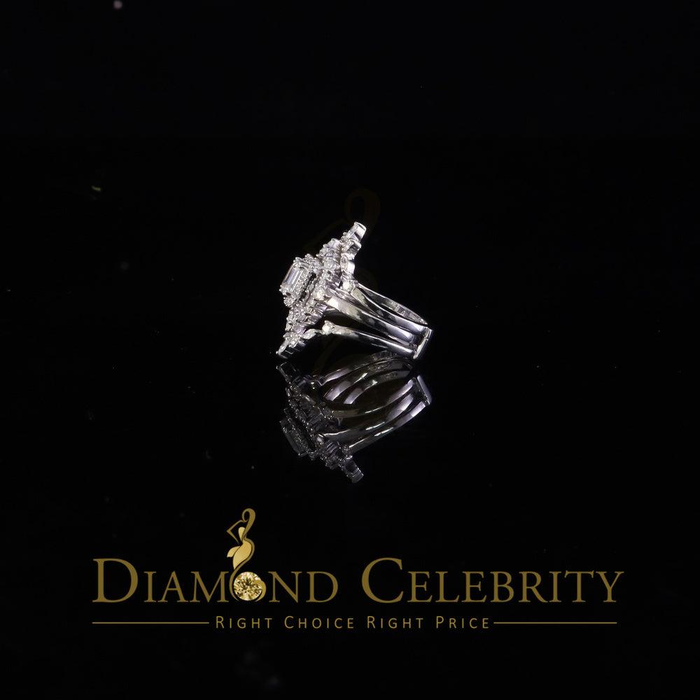 DiamondCelebritees 925 White Silver Solitaire Enhancer Guard Wrap Ring 2.00ct Moissanite Size 7