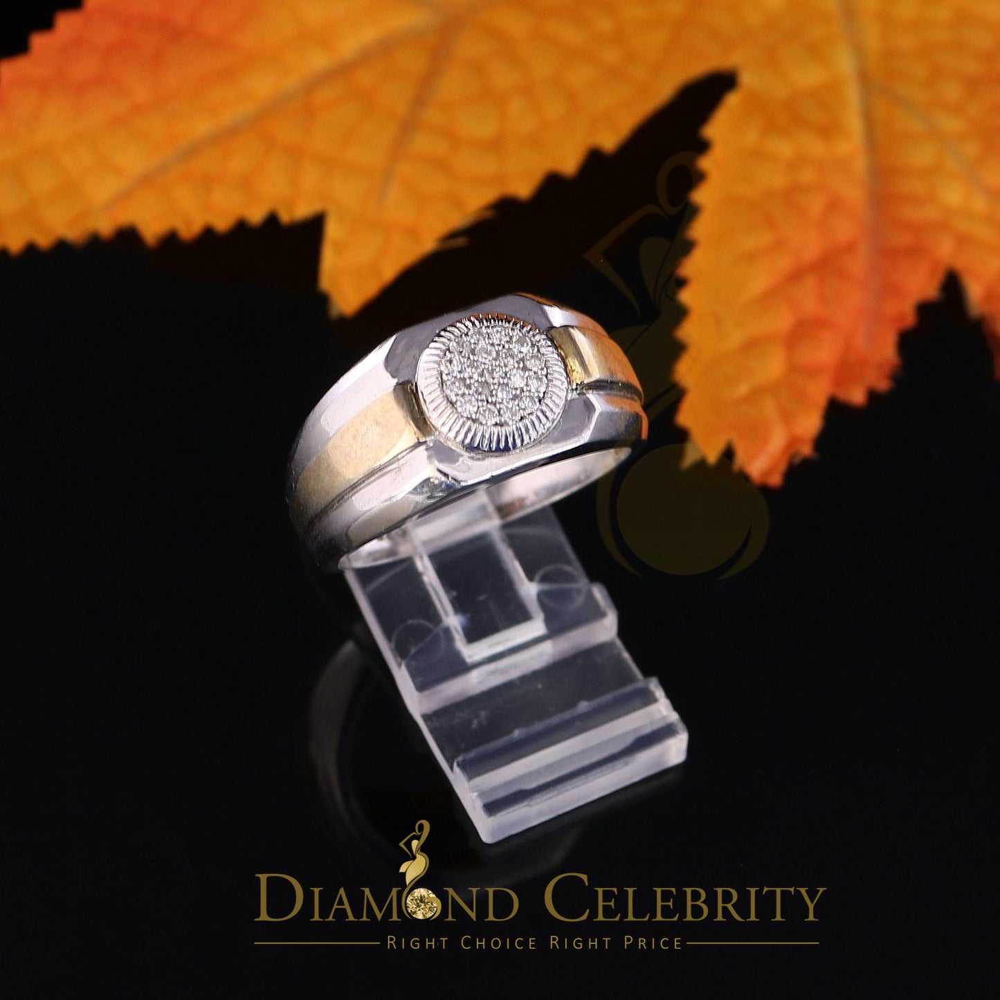 DiamondCelebritees 925 Silver White 0.38ct Cubic Zirconia Wide Men's Engagement Band Ring Size 11.5