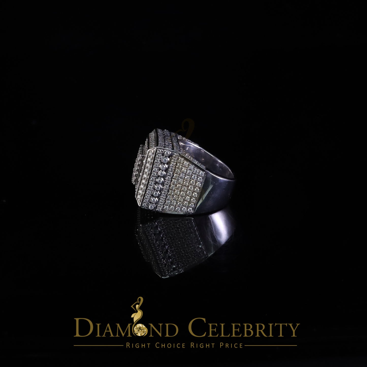 DiamondCelebritees Men's 925 White Sterling Silver 4.50ct VVS 'D' Baguttes Moissanite Rings Size 10