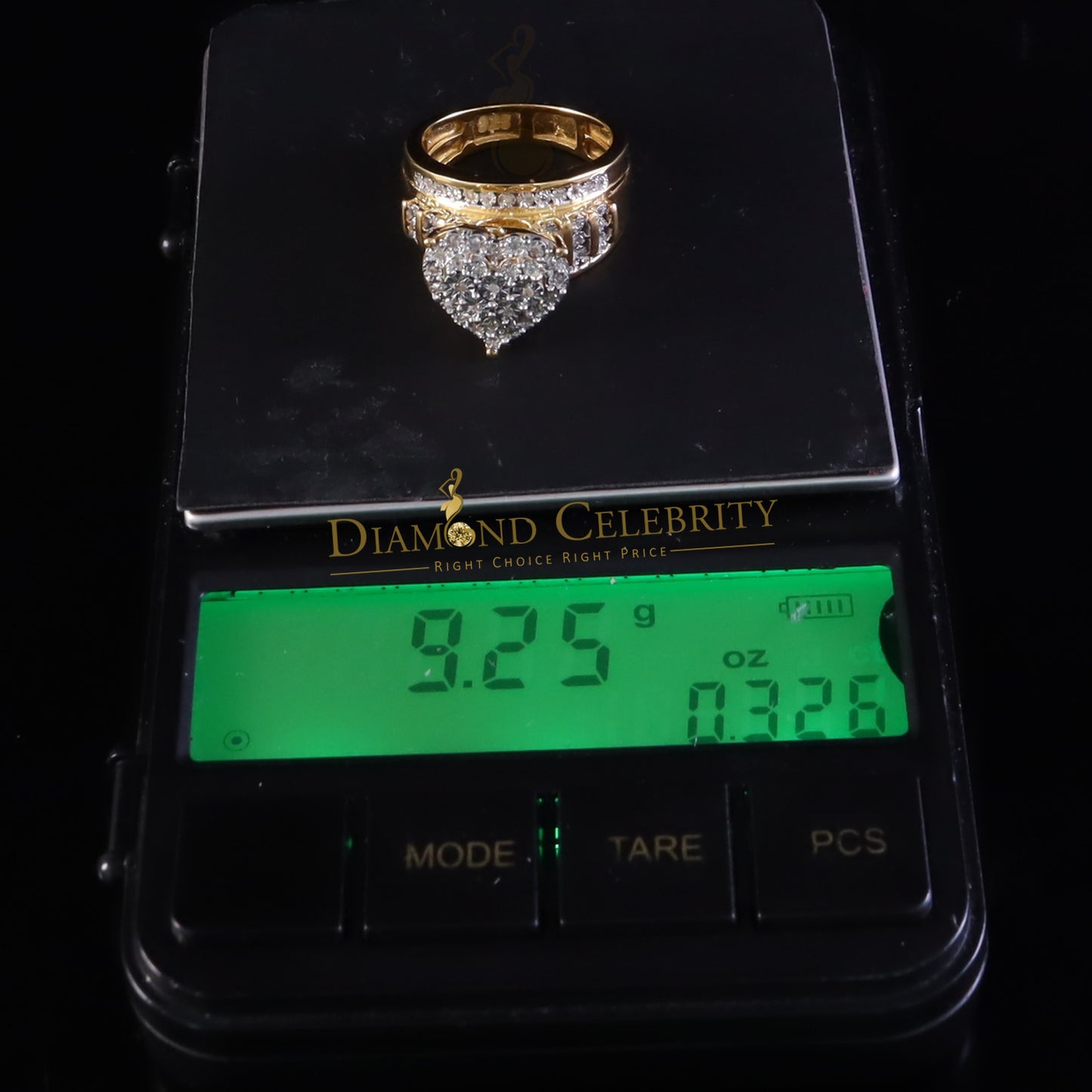 DiamondCelebritees Real Diamond 0.33ct Cindarella 925 Yellow Silver Women Engagement Heart Ring SZ7