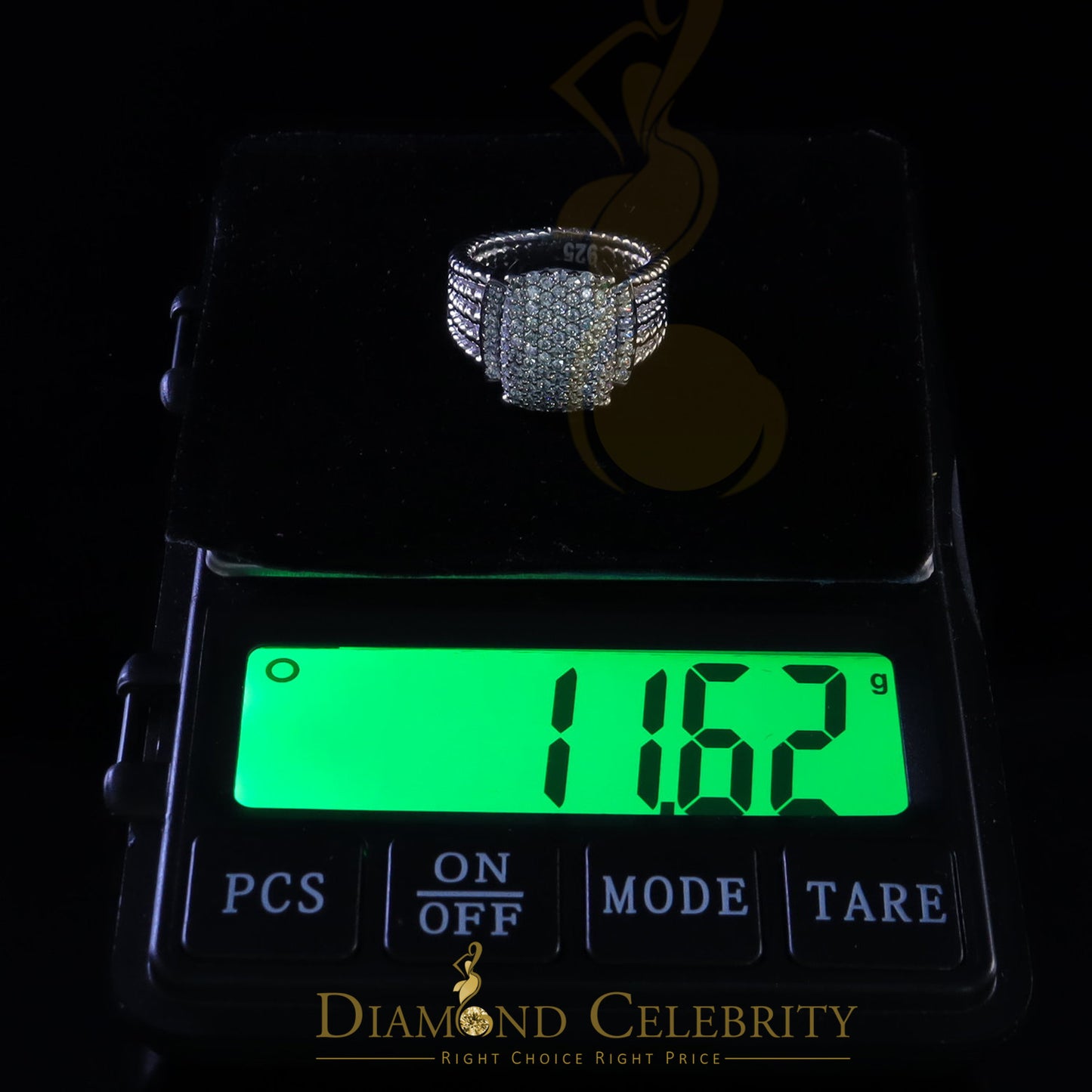 DiamondCelebritees Silver Sterling White 1.95ct Cubic Zirconia Adjustable Men Ring From SZ 8 to 10