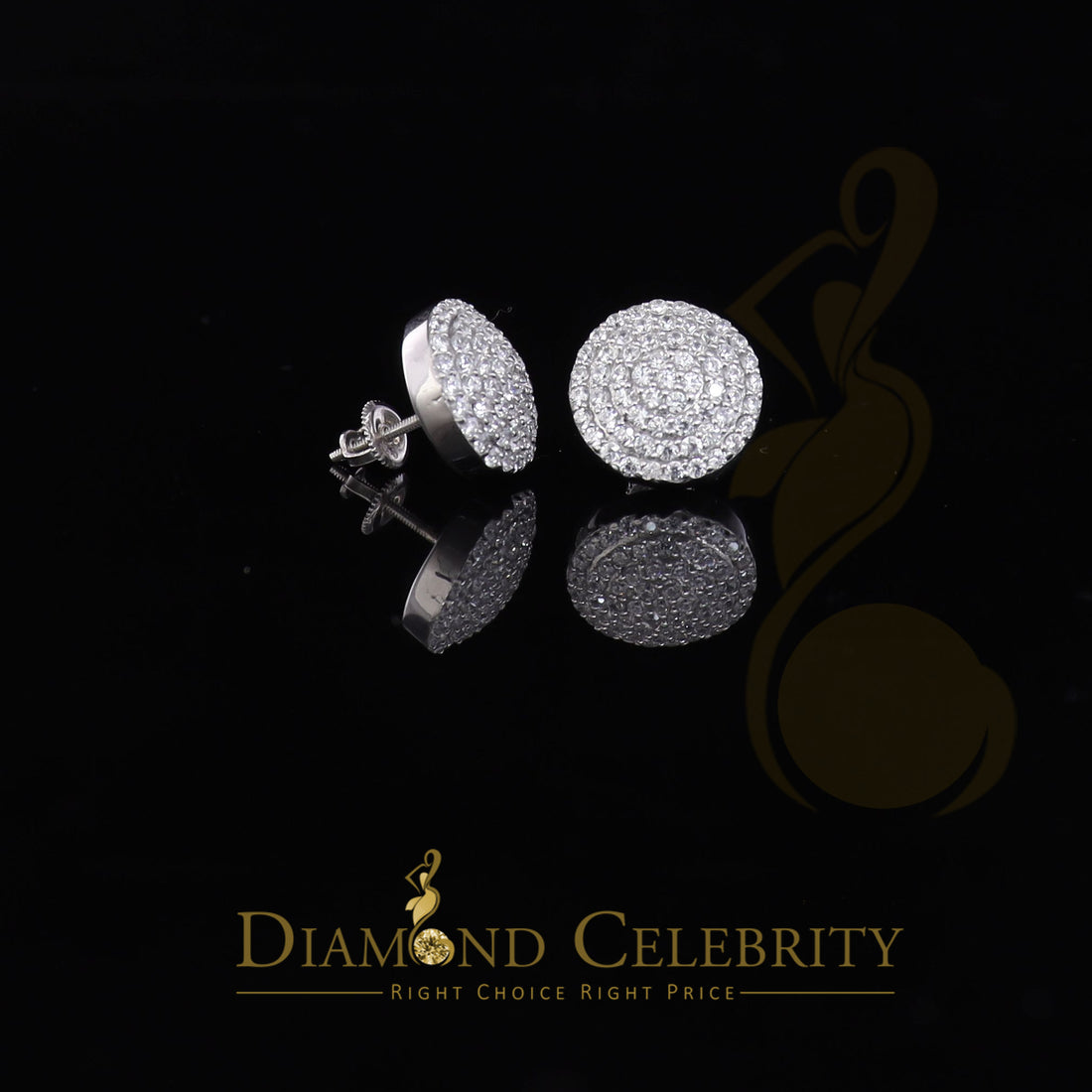 DiamondCelebritees 925 Sterling White Silver 2.44ct Cubic Zirconia Round Women's Stud Earrings