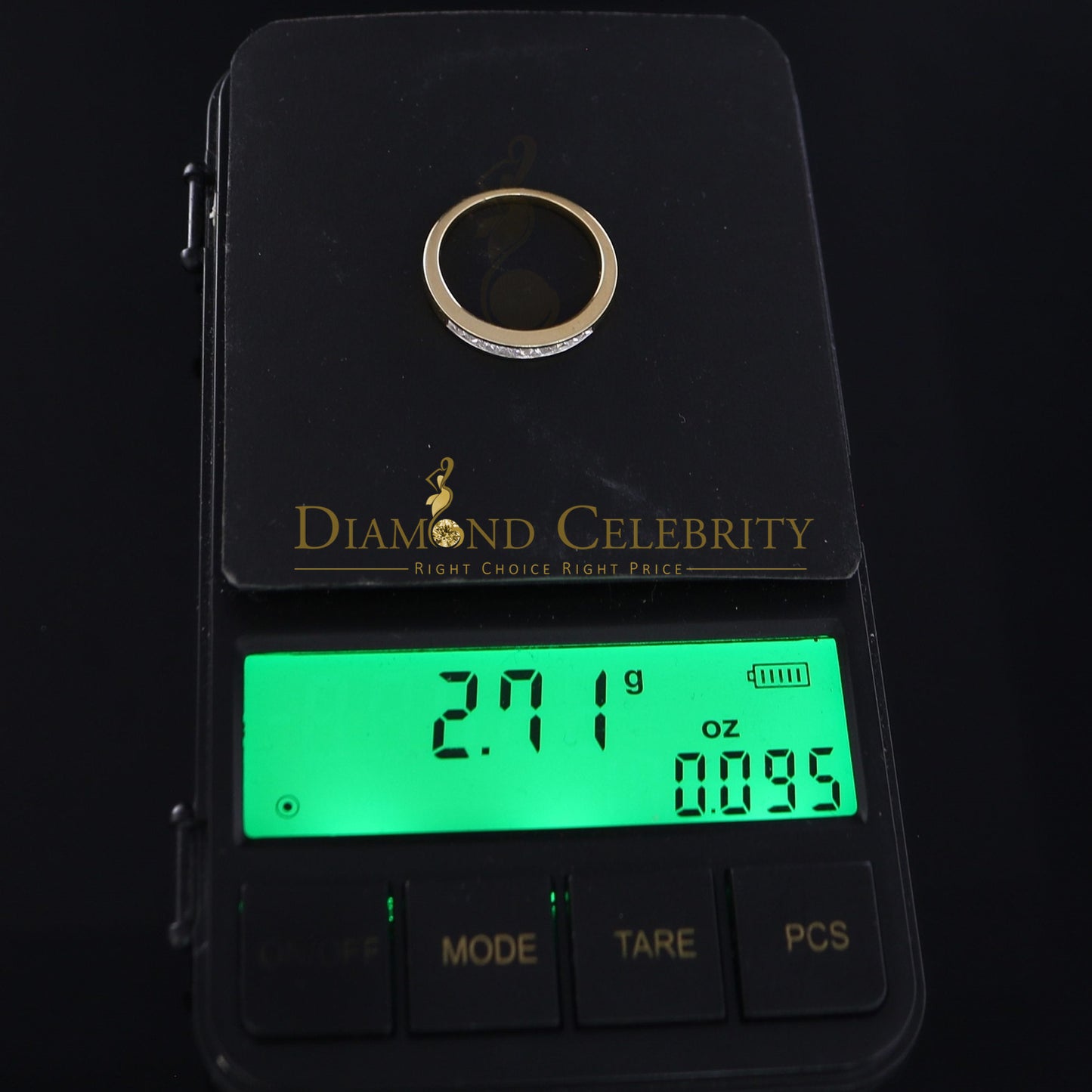 DiamondCelebritees Real 14 kt Yellow Gold with 0.25CT Real Diamond BUGGET BAND Shape Ring Size 6.5