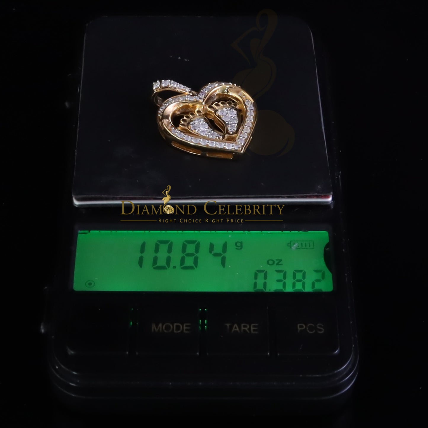 Diamondcelebritees 1.50ct Yellow Heart Child feet Mom 925 VVS D Silver Moissanite Women Pendant