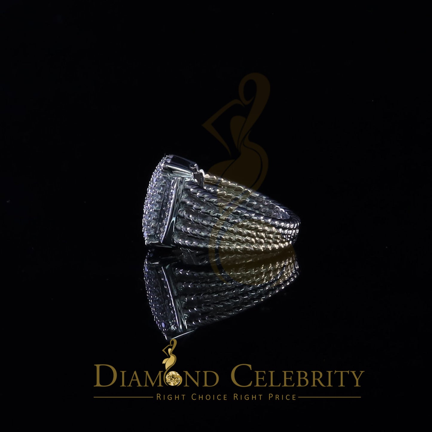 DiamondCelebritees Silver Sterling White 1.95ct Cubic Zirconia Adjustable Men Ring From SZ 8 to 10