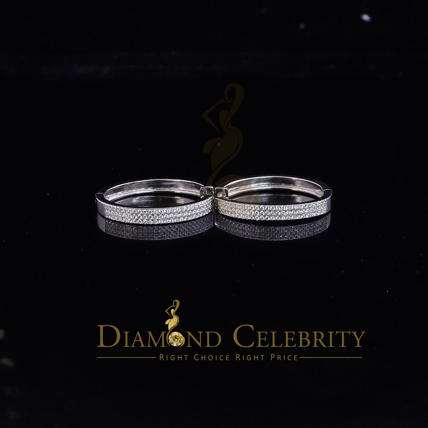 DiamondCelebritees Mens hip hop White 92.51ct Silver Iced 3 row Huggie Hoop Cubic Zirconia Earrings