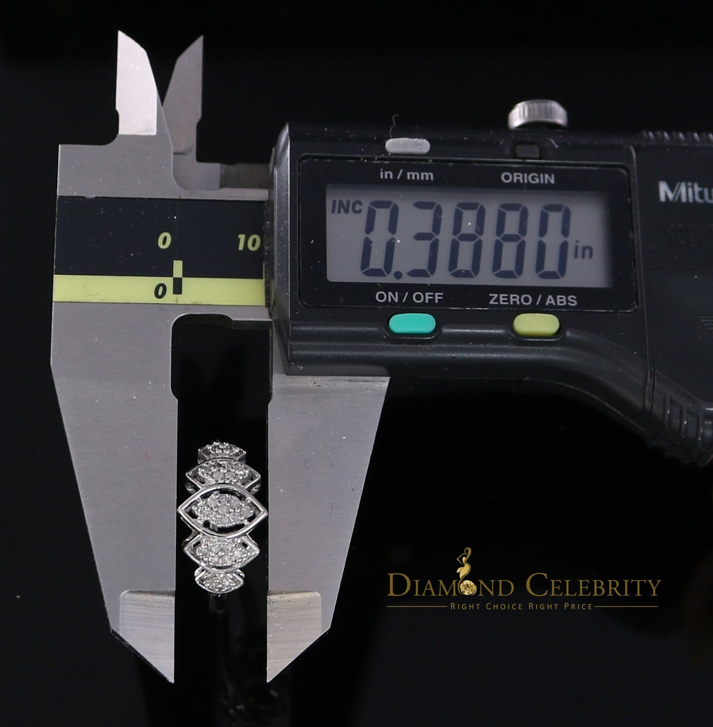 DiamondCelebritees Real 10kt White Gold 0.12CT Real Diamond Past Present Future Ring Women SZ 6.5