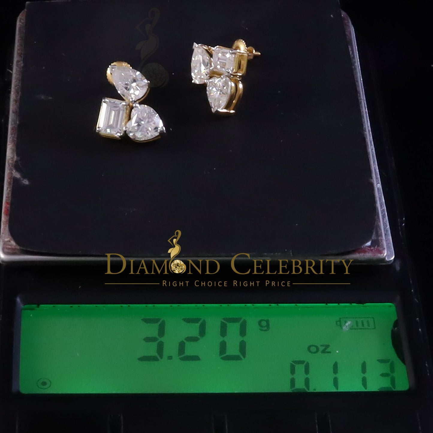 DiamondCelebritees New Classy 5.00CT VVS 'D' Moissanite 925 Silver Yellow Toi et Moi Women Earrings
