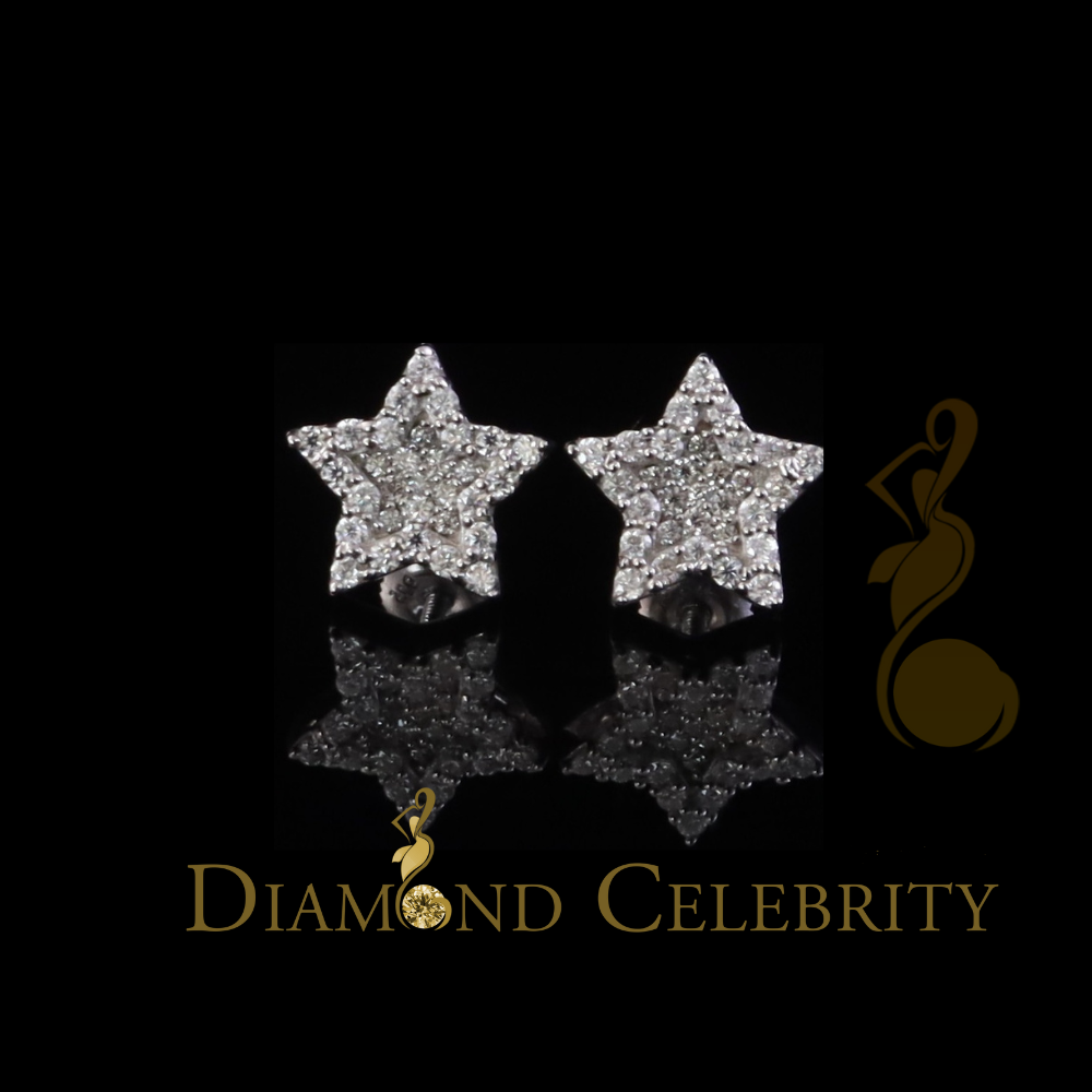 Diamondcelebritees 925 White Silver 0.66ct VVS 'D' Moissanite Star Stud Earring Men's/Womens