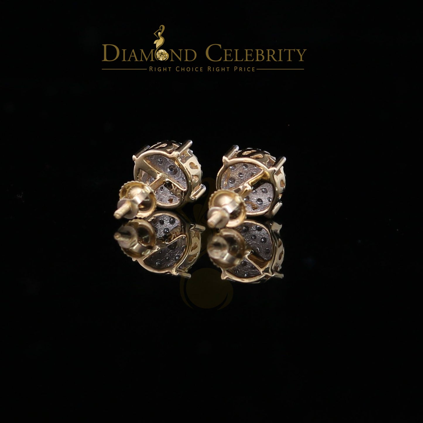 DiamondCelebritees10K Real Yellow Gold Real Diamond 0.60CT Men's/Women's Stud Round Earring