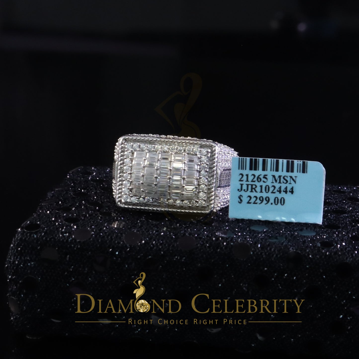 DiamondCelebritees Men's for 925 White Silver 4.50ct VVS 'D' Moissanite Rectangle Rings Size 10