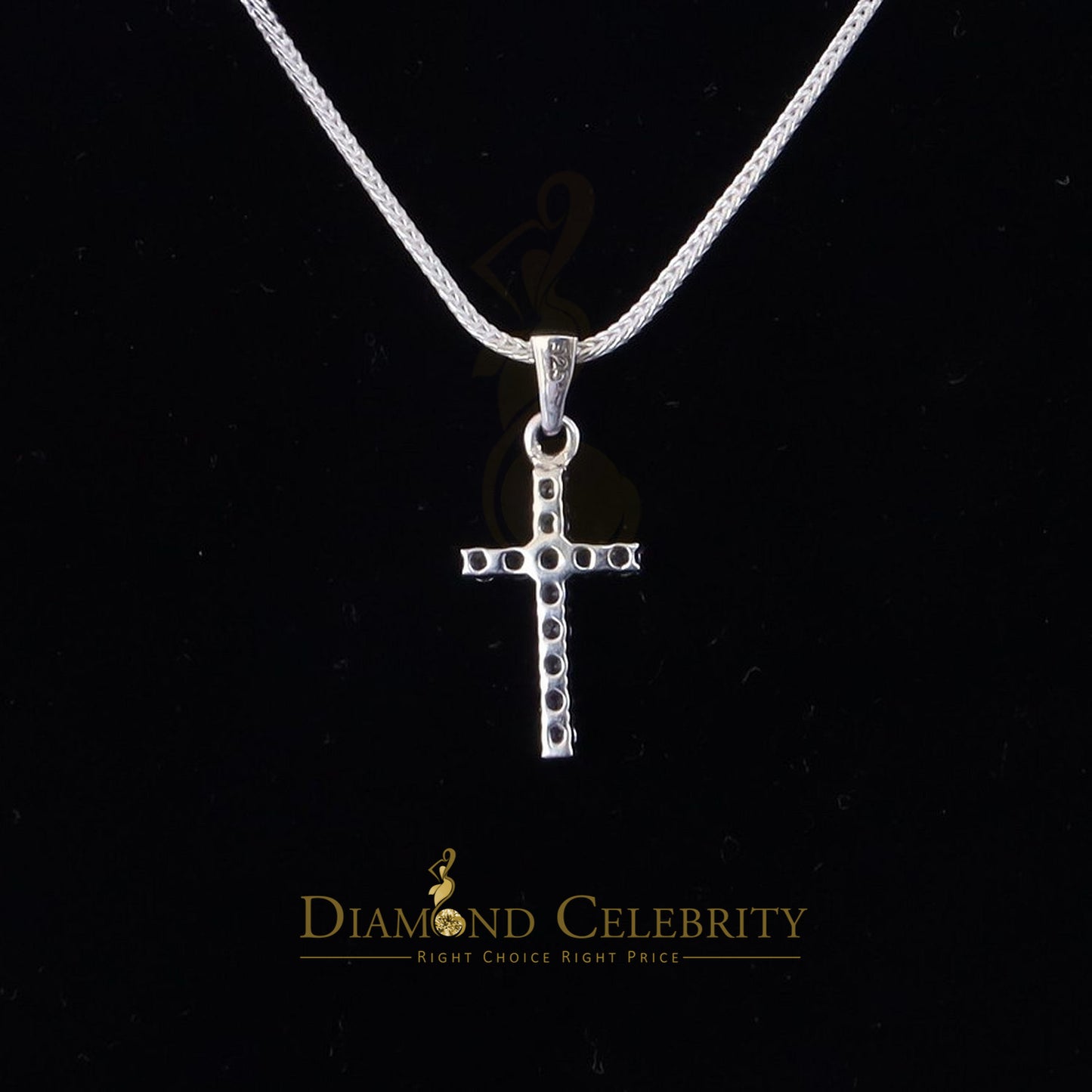 DiamondCelebritees White Beautiful CROSS Shape Sterling Silver Pendant 1.32ct Cubic Zirconia stone