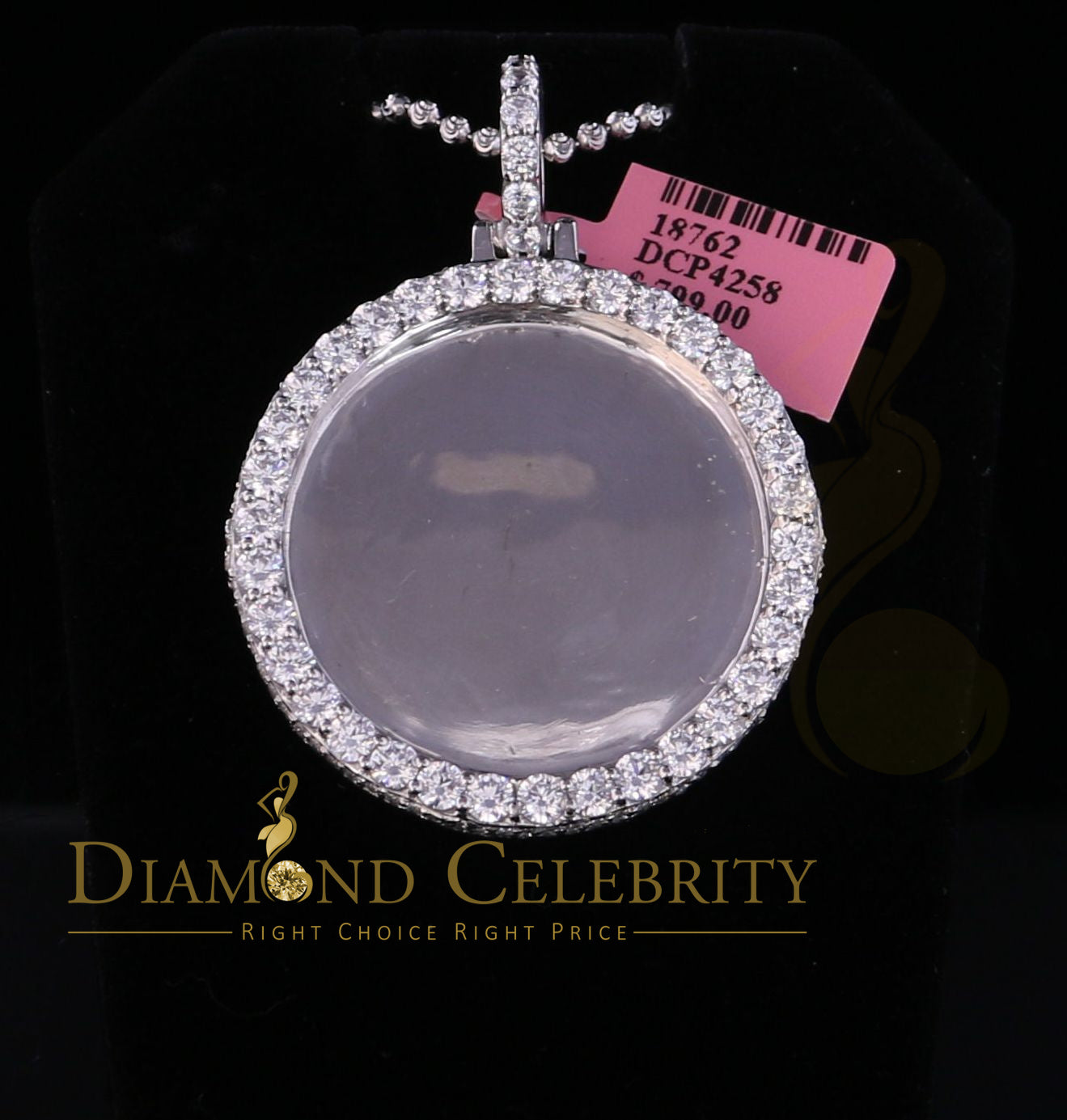 DiamondCelebritees White Attractive Round Shape 925 Sterling Silver Pendant 9.81ct Cubic Zirconia