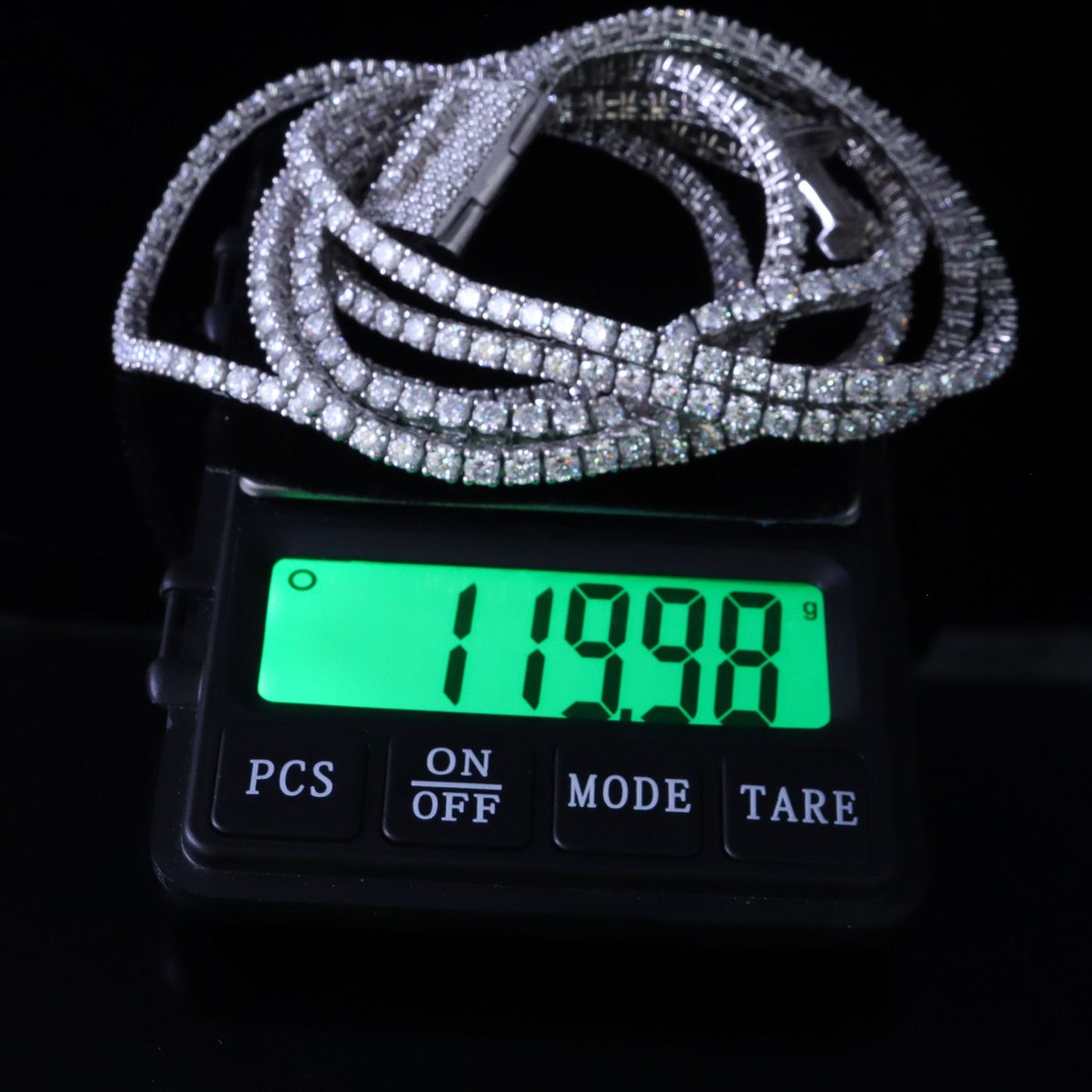DiamondCelebritees Tennis Necklace 925 Silver White 90ct Moissanite size 18/20/22 inch & Width 4mm