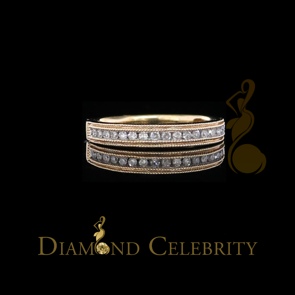 DiamondCelebritees 14KT Real Yellow Gold with 0.20CT Real Diamond Round Shape Womens Ring Size 7