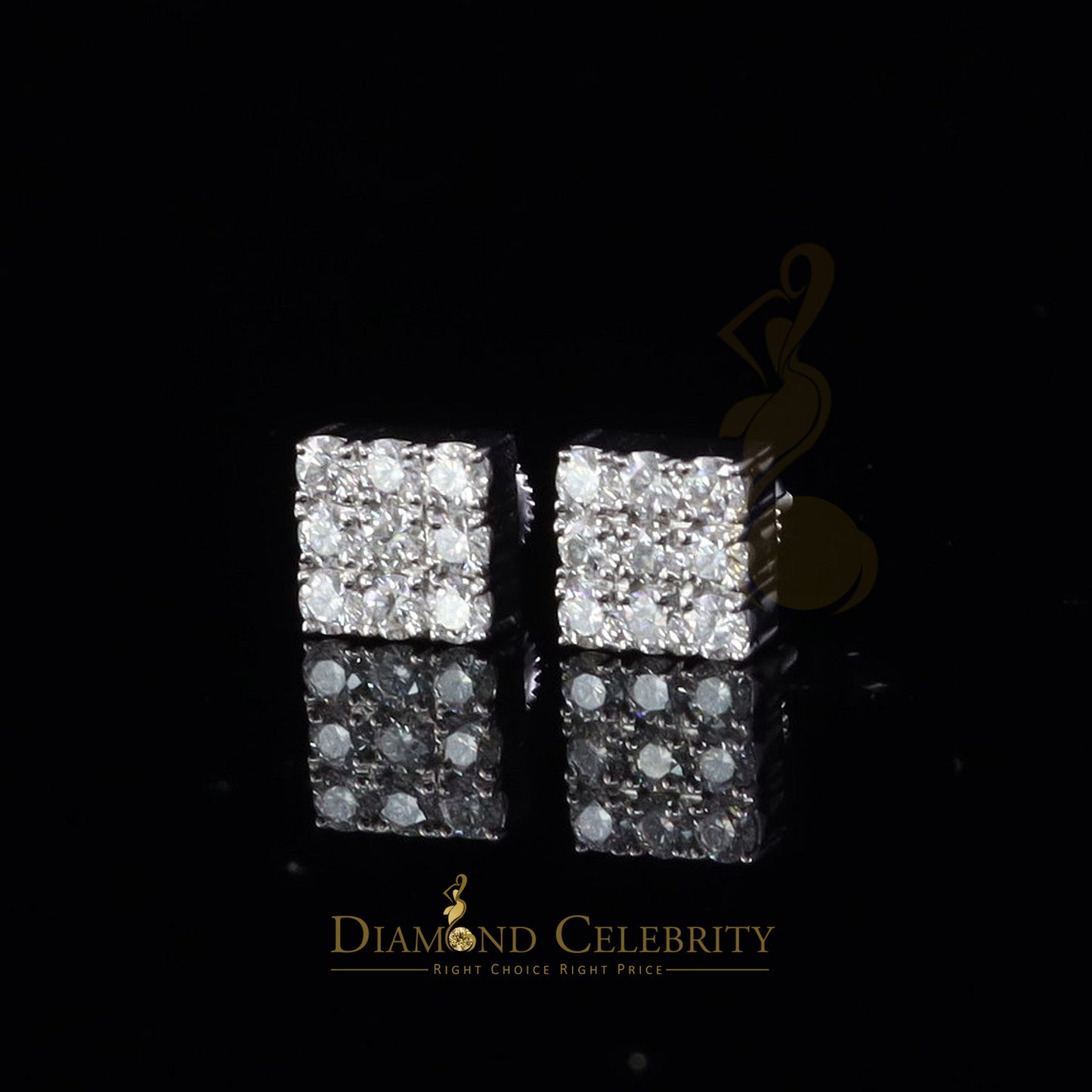 Diamondcelebritees Women's/Men's 925 Silver White 2.00ct VVS 'D' Moissanite 9 stone Stud Earrings