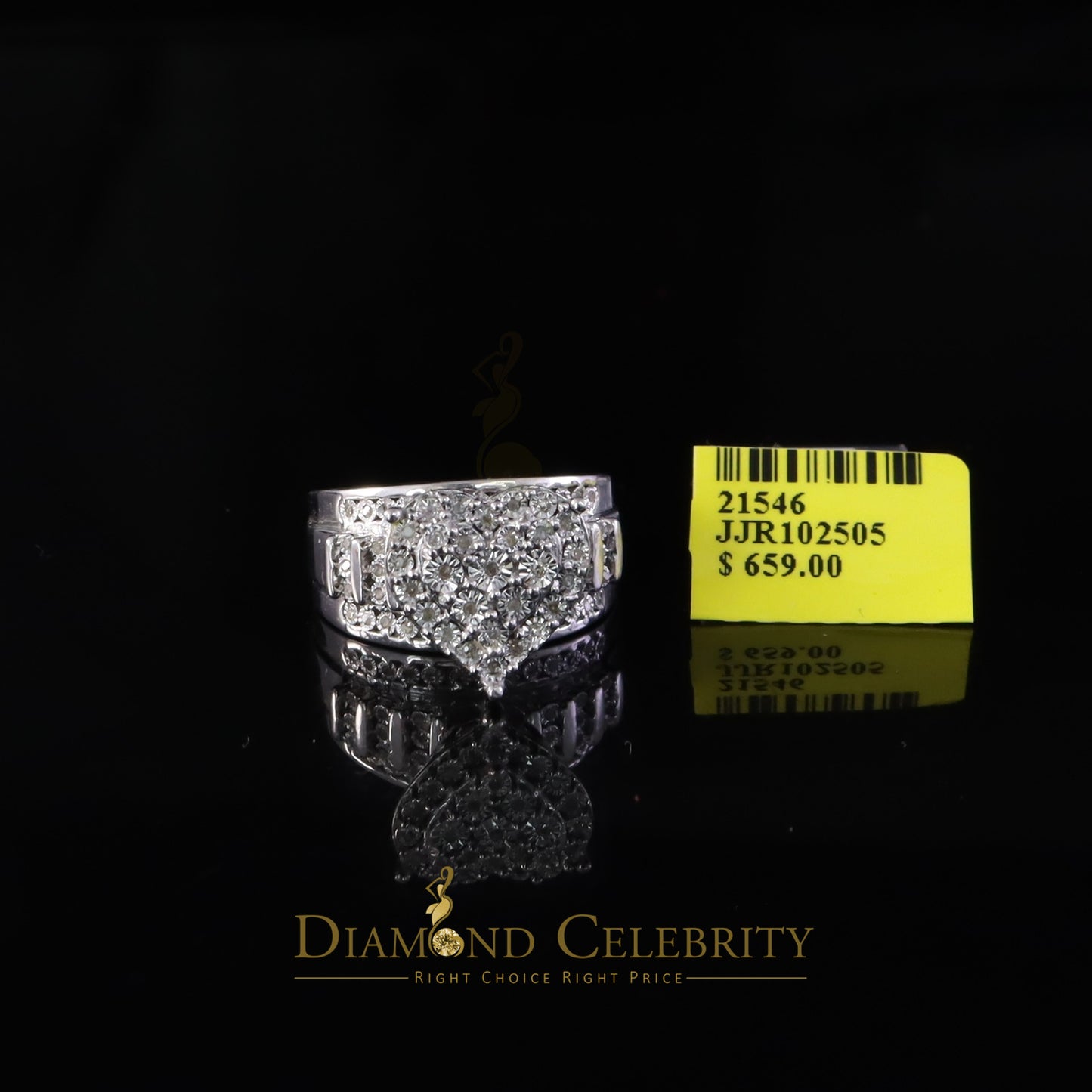 DiamondCelebritees Cindarella White Real Diamond 0.33ct 925 Silver Women Engagement Heart Ring SZ 7
