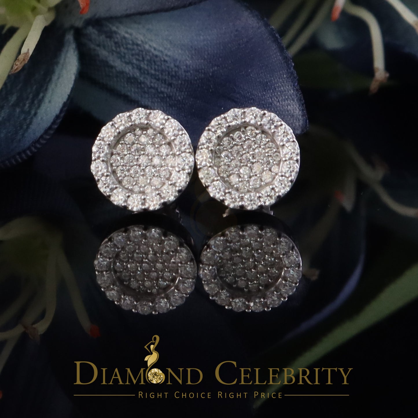 Diamondcelebritees 925 White Silver 0.66ct VVS 'D' Moissanite Round Stud Earring Men's/Womens
