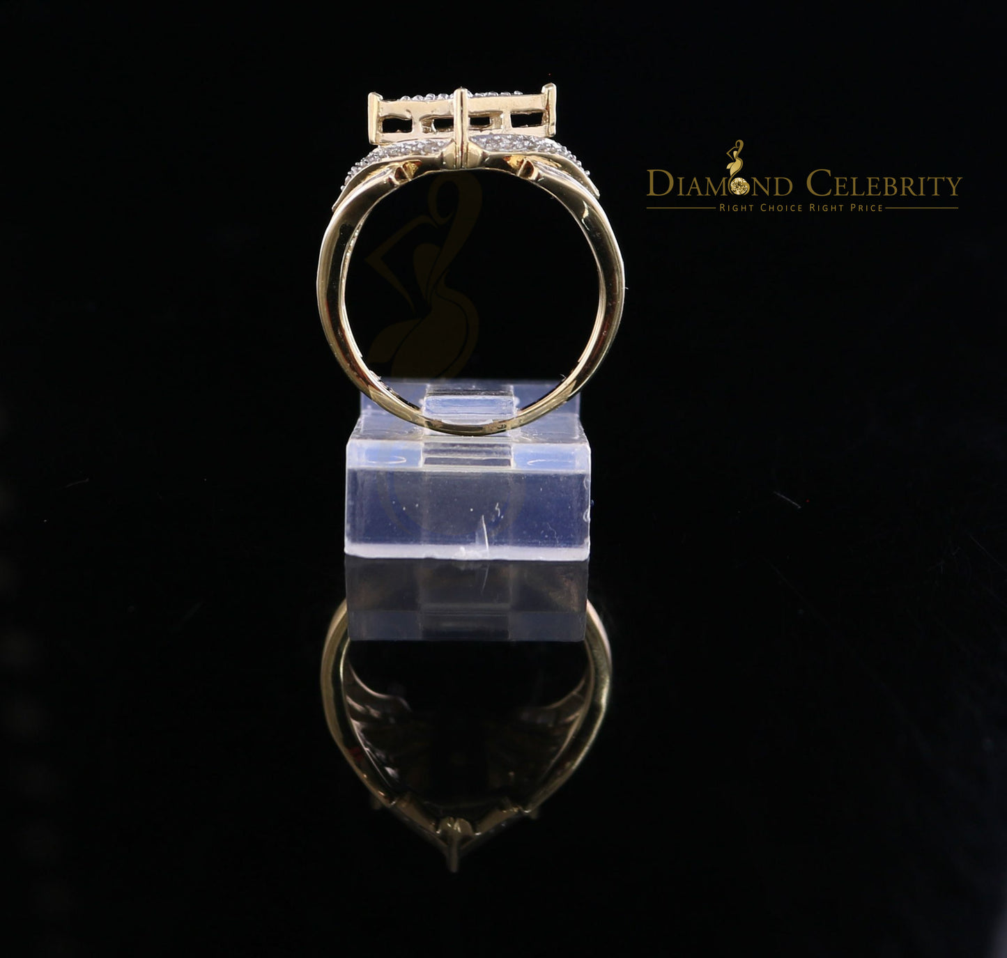 DiamondCelebritees Real 0.66ct Diamond 925 Sterling Silver Yellow Square Womens Engagement Ring SZ7