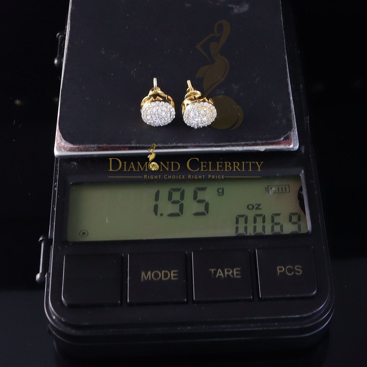 DiamondCelebritees 925 Silver Yellow 1.00ct VVS D Moissanite Round Stud Earring for Women's/Men's