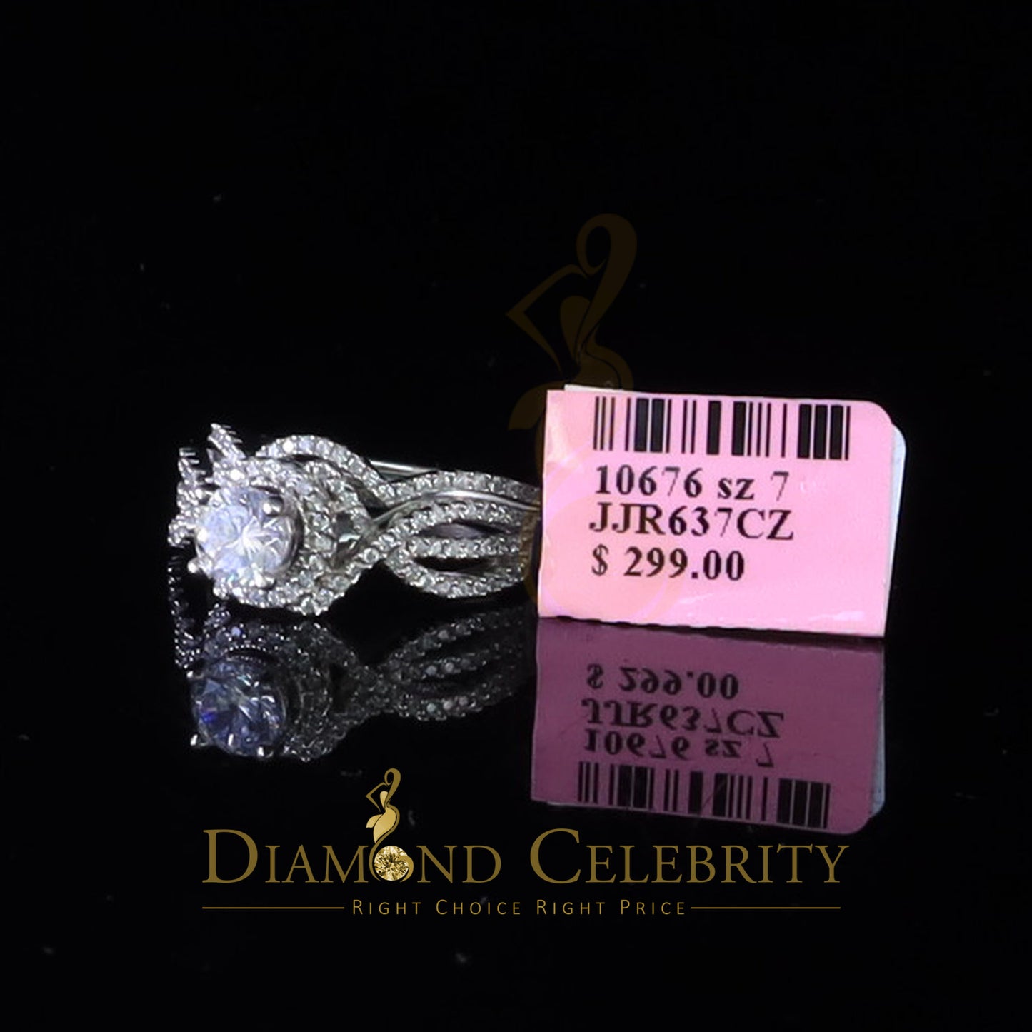 DiamondCelebritees 1.20ct Cubic Zirconia White 925 Silver Men's/ Women 2PC Bridal Rings Size 7