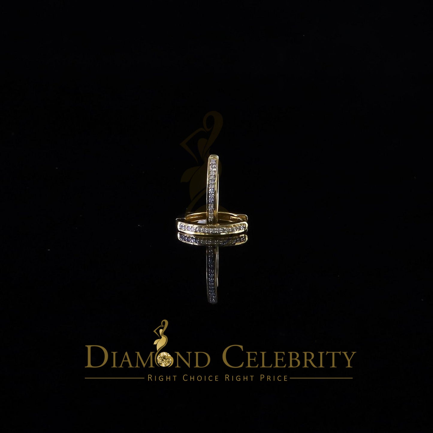 DiamondCelebritees 0.10ct Diamond 925 Sterling Silver Yellow Hoop Stud Earrings For Men's / Women's