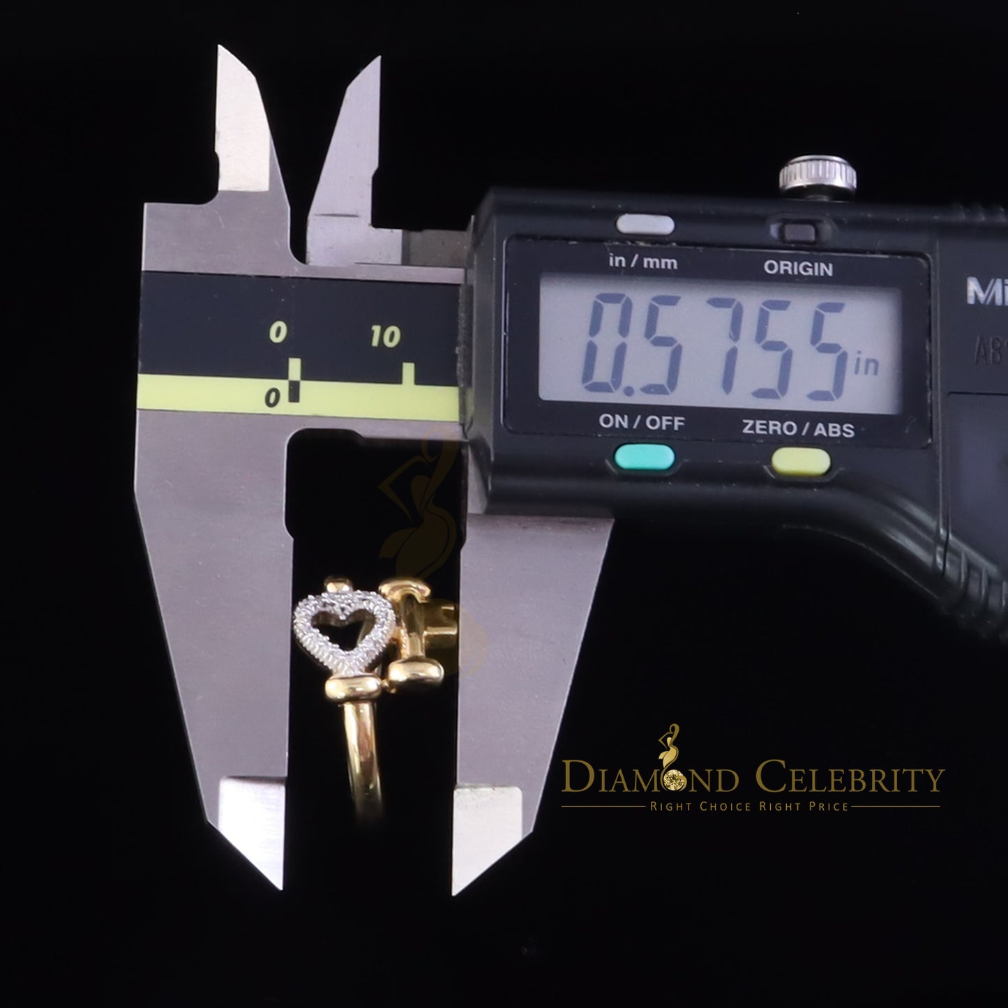 DiamondCelebritees 925 Yellow Silver 0.20ct Cubic Zirconia Promise Heart Key Womens Ring Size 8