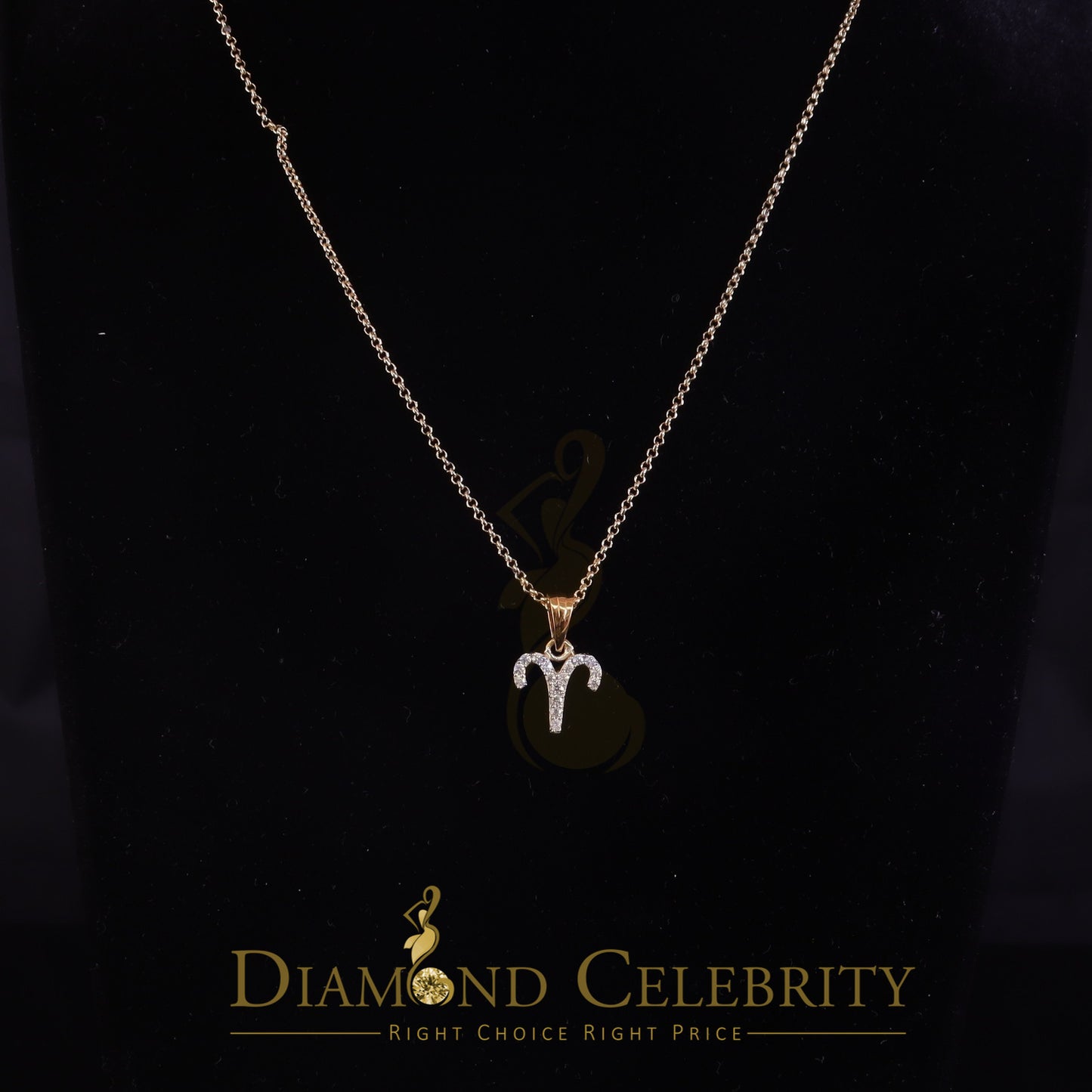 DiamondCelebritees 0.42ct Cubic ZirconiaYellow Silver ARIES-APRIL Month Pendant for Men's & Women's