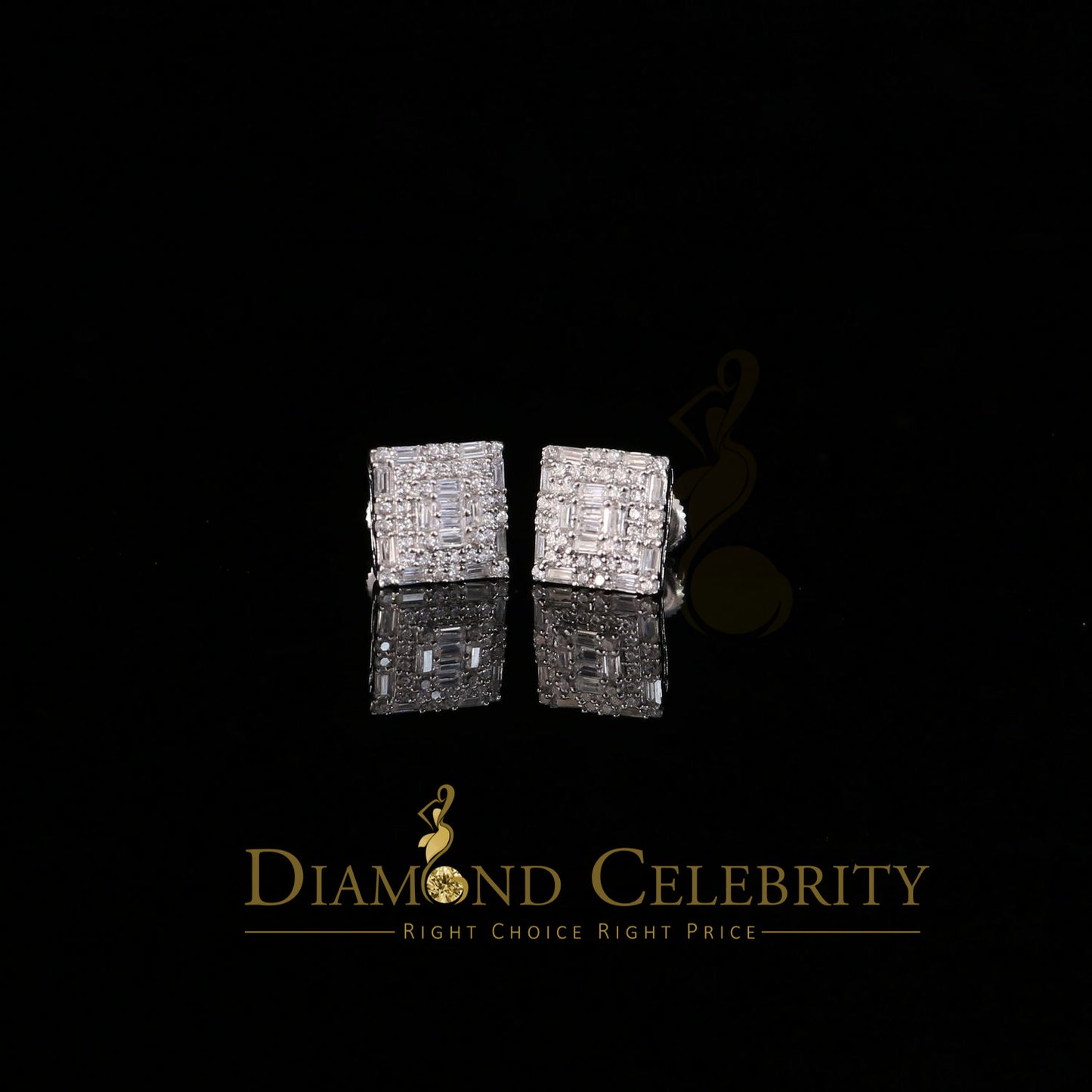 DiamondCelebritees White 925 Sterling Silver 0.72ct Cubic Zirconia Hip Hop Women's Square Earrings