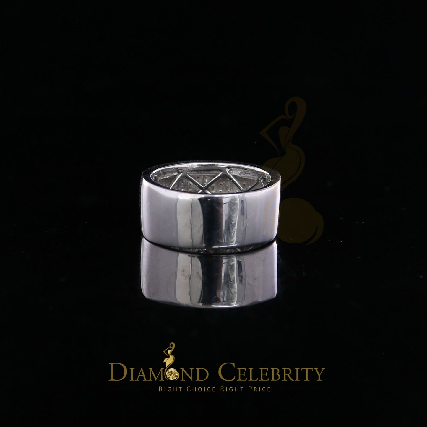 DiamondCelebritees Trendy Micro 0.33ct Real Diamond Men's 925 Silver White Band Style Ring Sz 10