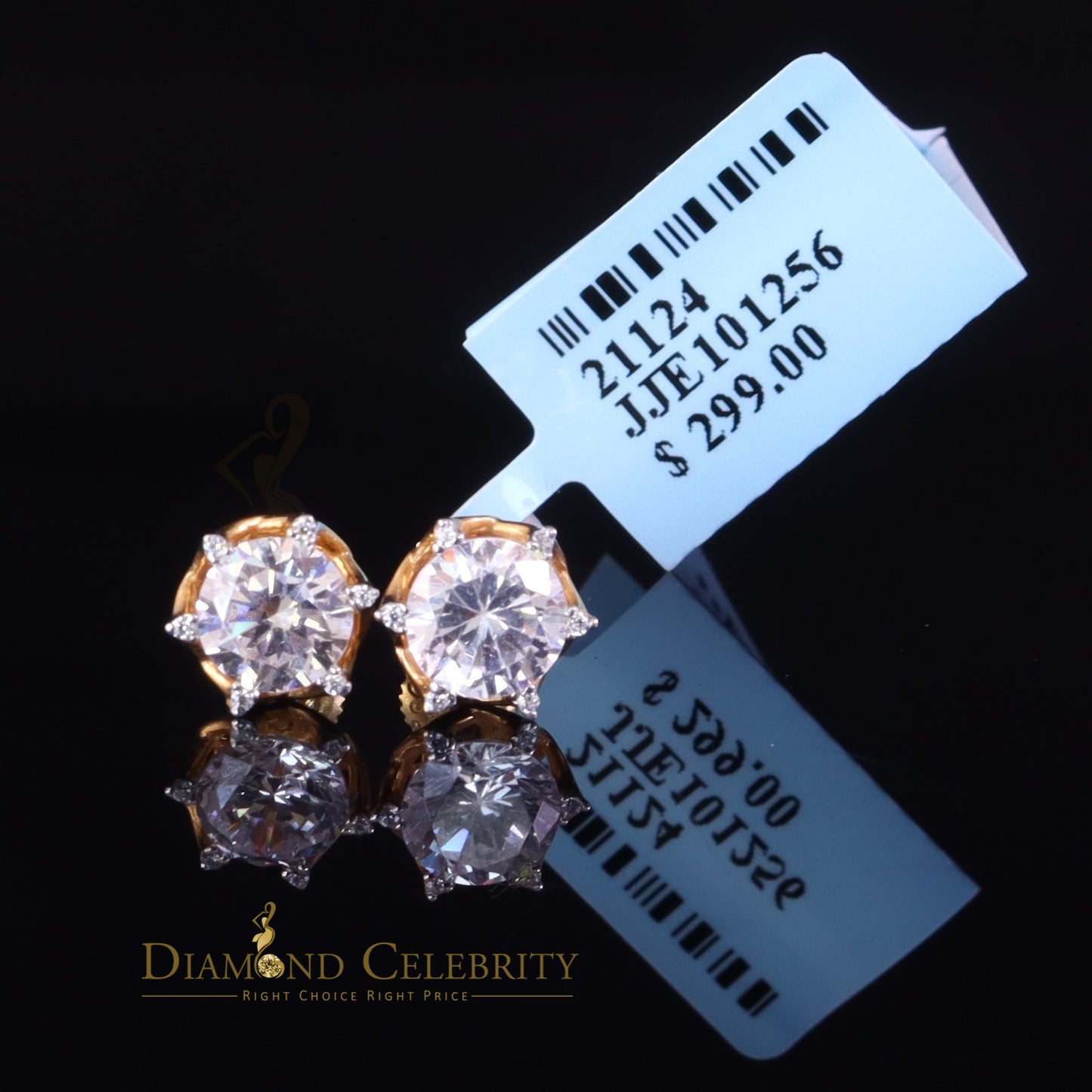 DiamondCelebritees Men's/Womens 925 Silver Yellow 1.50ct VVS 'D' Moissanite Stone Round Earrings