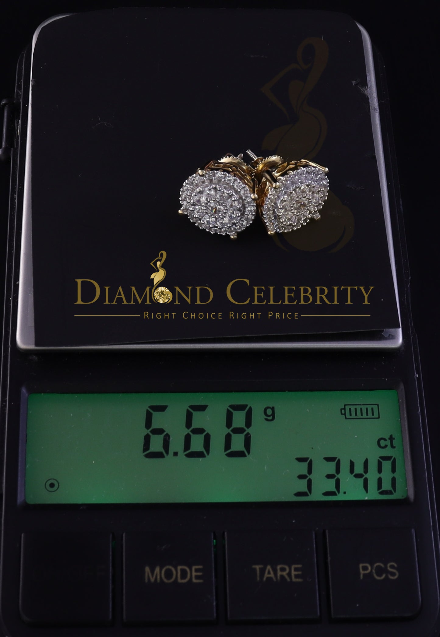 DiamondCelebritees 925 Sterling Yellow Silver 2.82ct Cubic Zirconia Round Women's Stud Earrings