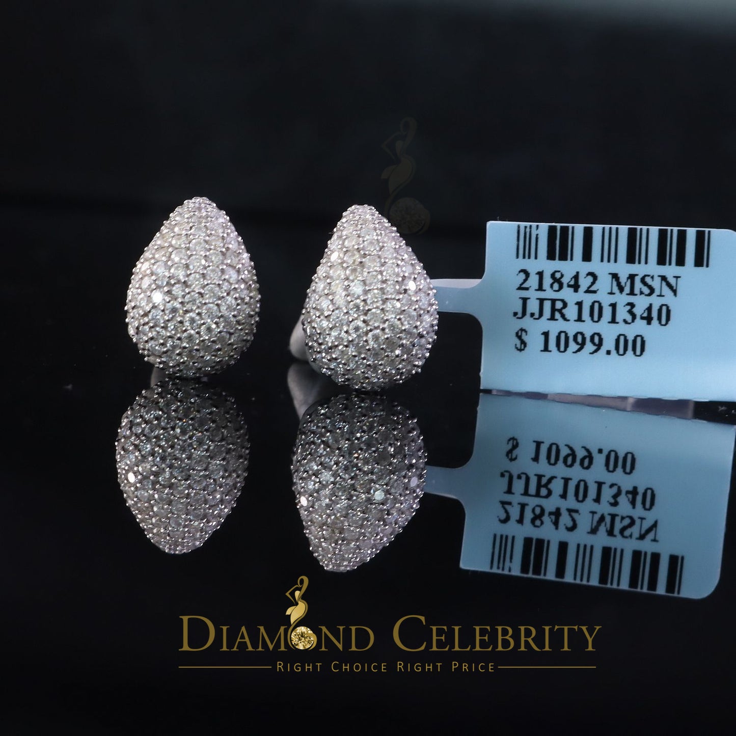 Diamondcelebritees New Fashionable 4CT VVS D Moissanite Womens 925 White Silver Tear Drop Earrings